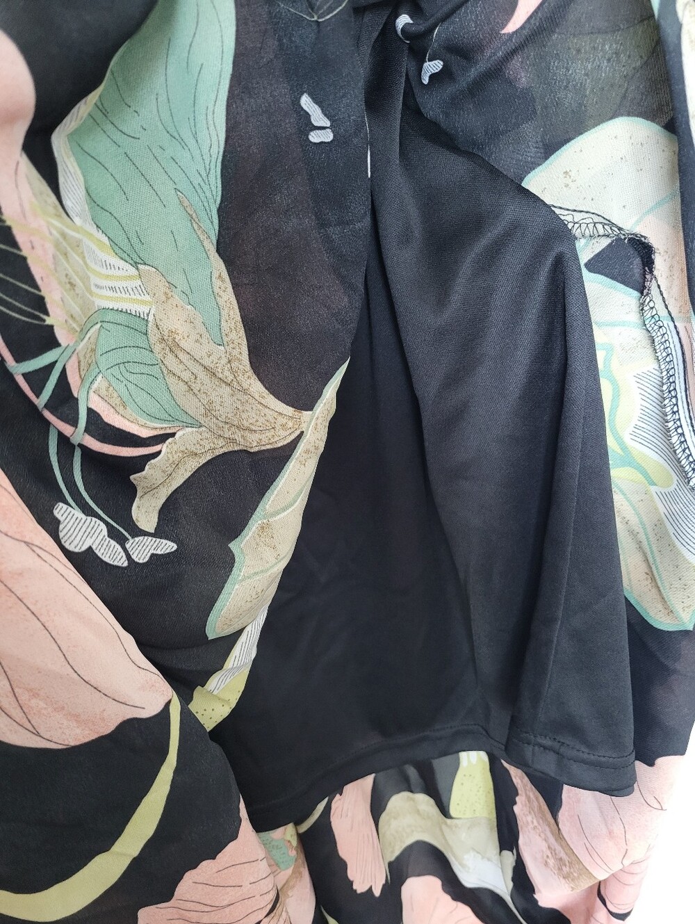 Xtaren Black Chiffon Maxi Dress with Pink & Green Floral Print - Picture 8 of 8